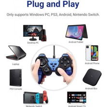 Fsfyb Kablolu Oyun Kumandası, Windows, Ps3, Android ve Switch Için Çift Titreşimli ve Turbolu Pc Gamepad, 6,5ft USB Kablosu (Mavi) (Yurt Dışından)