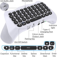 Fsfyb Ps5 Için Kablosuz Denetleyici Klavye, Bluetooth 3.0 Mini Taşınabilir Gamepad Dahili Hoparlör ve Playstation 5 Için 3,5 mm Ses Jakı ile Chatpad Mesajlaşma ve Oyun Için Sesli Sohbet (Yurt Dışından)