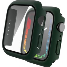 Fsfyb Apple Watch 7 ile Uyumlu Kılıf Için 41MM/45MM Temperli Cam Ekran Koruyuculu Pc Tamponu Mat Düz Renk Sert Kapak (Koyu Yeşil, 45MM) (Yurt Dışından)