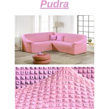 Kanway Bürümcük L Köşe Koltuk Örtüsü. Boydan Eteksiz Streç Esnek Lastikli Çekyat Kanepe Kılıfı.