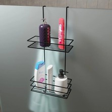 Zabata Askılı Banyo Rafı Siyah Mat Duş Organizeri Suya Dayanıklı Paslanmaz Malzeme