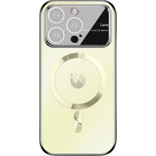 Lesheng iPhone 15 Pro Manyetik Büyük Pencereli Telefon Kılıfı - Altın (Yurt Dışından)