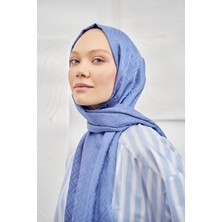 Alluring Armanda Italyan Jakar Geometrik Desen Şal - Yeni Jakarlı Trend Şal Scarf - Kot Mavisi