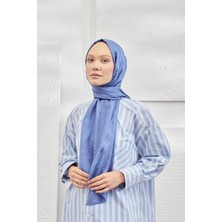 Alluring Armanda Italyan Jakar Geometrik Desen Şal - Yeni Jakarlı Trend Şal Scarf - Kot Mavisi