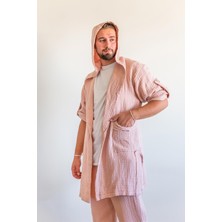 Unisex Lambert Müslin Kaftan Pembe