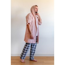 Unisex Lambert Müslin Kaftan Pembe