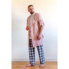 Unisex Lambert Müslin Kaftan Pembe