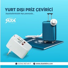 Ata Elektronik YURTDIŞI PRİZ ÇEVİRİCİ DÖNÜŞTÜRÜCÜ SEYAHAT ADAPTÖRÜ - TÜM DÜNYA PRİZLERİ İLE TAM UYUMLU AMERİKA ASYA AVRUPA AFRİKA