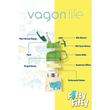 Vagonlife Çocuk 350 ml Pipetli Çelik Matara Paslanmaz Çelik Termos 5 Farklı Renk 2055-350ML