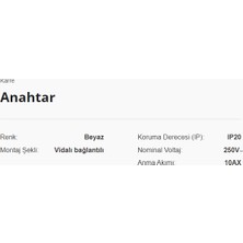 Viko Karre Anahtar Beyaz Mekanizma + Çerçeveli ( 9 Adet )
