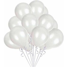 Party Fantasy Metalik Beyaz Balon 90 Adet 12 Inc Lateks Balon