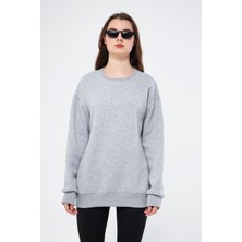 Vera Moda Tarz Kadın Sweatshirt Gri - 3 İplik Şardonlu Uzun Kollu T-Shirt