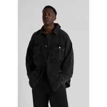 Pulur.co Siyah Oversize Denim Gömlek