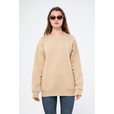 Vera Moda Tarz Kadın Sweatshirt Toprak - 3 İplik Şardonlu Uzun Kollu T-Shirt