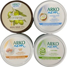 Arko Krem Set Sette 4 Adet Ürün Mevcuttur (1 Adetarko Nem Zeytinyağı 250 Ml+1 Adet Arkonem Aloevera 300 Ml+1 Adet Arko Nem Badem Sütü 300 ml + 1 Adet Arko Nem Hindistan Cevizi Yağ 300 ml ))