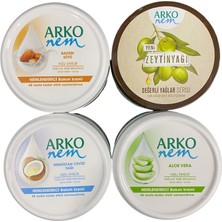 Arko Krem Set Sette 4 Adet Ürün Mevcuttur (1 Adetarko Nem Zeytinyağı 250 Ml+1 Adet Arkonem Aloevera 300 Ml+1 Adet Arko Nem Badem Sütü 300 ml + 1 Adet Arko Nem Hindistan Cevizi Yağ 300 ml ))