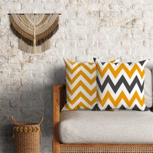 Zigzag Desenli Çift Taraflı Dekoratif 2'li Minder Kılıfı Seti 60 x 60 cm