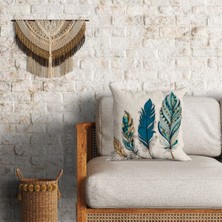 Mavi Tüy Desenli Çift Taraflı Dekoratif Minder Kılıfı 60 x 60 cm
