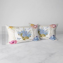 Çiçek Desenli Dekoratif 2'li Yastık Kılıfı Seti 30 x 55 cm