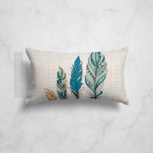 Mavi Tüy Desenli Çift Taraflı Dekoratif Kırlent Kılıfı 32*55 Cm