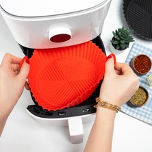 All Wear Silikon Airfryer Pişirme Kabı  2'li Ekonomik Paket, Hava Fritözü Kabı Kırmızı