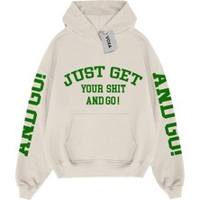 VOXA Oversize  Just Get Your Shit And Go! Yazılı Hoodie