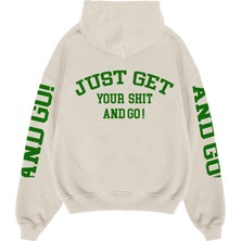 VOXA Oversize  Just Get Your Shit And Go! Yazılı Hoodie