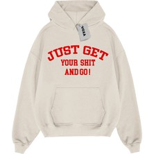 VOXA Oversize  Just Get Your Shit And Go! Yazılı Hoodie