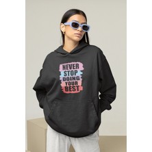 VOXA Oversize  Never Stop Yazılı Hoodie