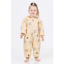 Ümran Baby Unisex Kız Erkek Bebek Çocuk Uyku Tulumu 1-6 Yaş Bej Renk Desenli 2.5 Tog Terletmez %100 Pamuk