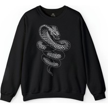 So Cool Kral Kara Kobra Yılan King Black Snake Cobra Baskılı Sweatshirt