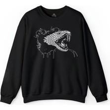 So Cool Kral Kara Kobra Yılan King Black Snake Cobra Baskılı Sweatshirt