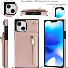 Forestl Digital Iphone 14 Için Kickstand Telefon Kapağı Plus Deri Kaplamalı Tpu Fermuar Cüzdan Omuz Kayışı Pink ile Telefon Kılıfı (Yurt Dışından)