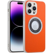 Forestl Digital Iphone 14 Pro Max Telefon Kılıfı Için Magsafe Deri Kaplamalı Tpu Kapağı Glitter Cam Lens Koruyucu-Orange ile Uyumlu (Yurt Dışından)