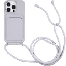 Forestl Digital Iphone 14 Pro Max Sıvı Silikon Kapak Kart Yuvası Strap-Grey ile Drop Önleyici Telefon Kılıfı (Yurt Dışından)