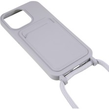 Forestl Digital Iphone 14 Pro Max Sıvı Silikon Kapak Kart Yuvası Strap-Grey ile Drop Önleyici Telefon Kılıfı (Yurt Dışından)