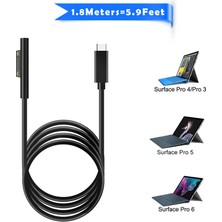 Betty Becky USB Tip C 15V Pd Şarj Adaptörü Şarj Kablosu Surface Pro 7/6/5/4/3/go/kitap Dizüstü Bilgisayar 1/2 (Yurt Dışından)