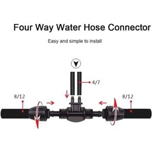 Betty Becky 50 Adet Dört Yönlü Su Hortumu Bağlantısı Bahçe Sulama Bağlantısı 8/12 Hortum Su Bağlantısı Çok Yönlü Ambalaj (Yurt Dışından)