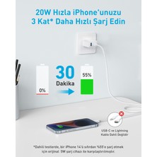 Anker 20W USB-C + USB-A Çift Portlu Şarj Cihazı - A2348 - Beyaz (Anker Türkiye Garantili)