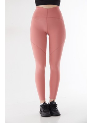 Secret Moda Kadın Spor Cepli Toparlayıcı Kadın Spor Taytı Leggins Pembe