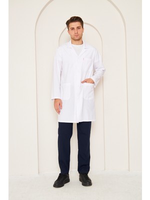 Orange Safety Mervem Alpaka Doktor Önlüğü Erkek Beyaz