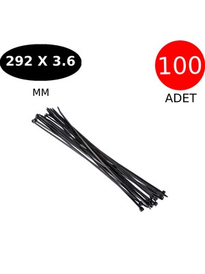 Tek-İş Plastik Kablo Bağı Cırt Kelepçe 292 mm x 3.6 mm Siyah 100 Adet
