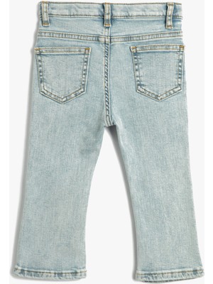 Koton Ispanyol Paça Kot Pantolon Cepli Pamuklu - Flare Jean