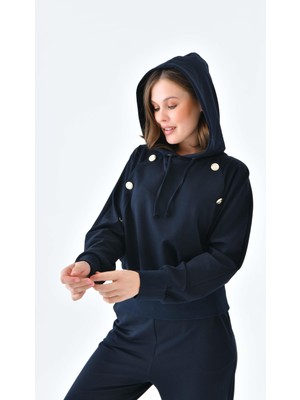FTZ Women Kadın İki İp Düğme Detaylı Takım  Lacivert 30640