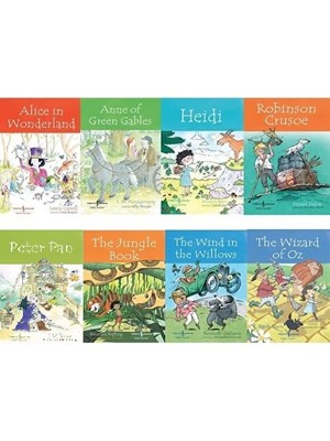 İş Bankası Kültür Yayınları Heidi - Peter Pan - Robinson Crusoe - Alice In Wonderland - The Jungle Book / 8 Kitap Set - Ingilizce