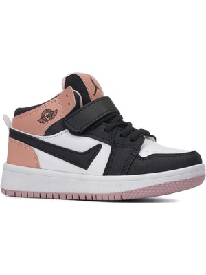 Lambirlent Unisex Çocuk Cırtlı Air Jordan  Cilt Deri Boğazlı Anatomik Sneakers Spor Bot Ayakkabı