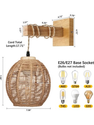 Lele Amerikan Retro Dokuma Abajur Başucu Lambası Duvar Lambası (Yurt Dışından)