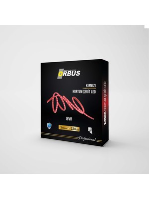 Orbus Kırmızı Hortum Şerit LED 8W 800 Lümen + 220V Fiş - 5 Metre