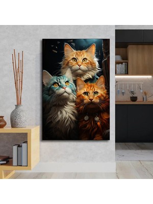 Kedi Tasarımlı Dekor Kanvas Tablo
