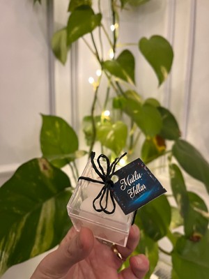 Verda Desing Yılbaşı  si Notlu Kutulu Beyaz Küçük Bubble El Yapımı Dekoratif Tasarım Mum